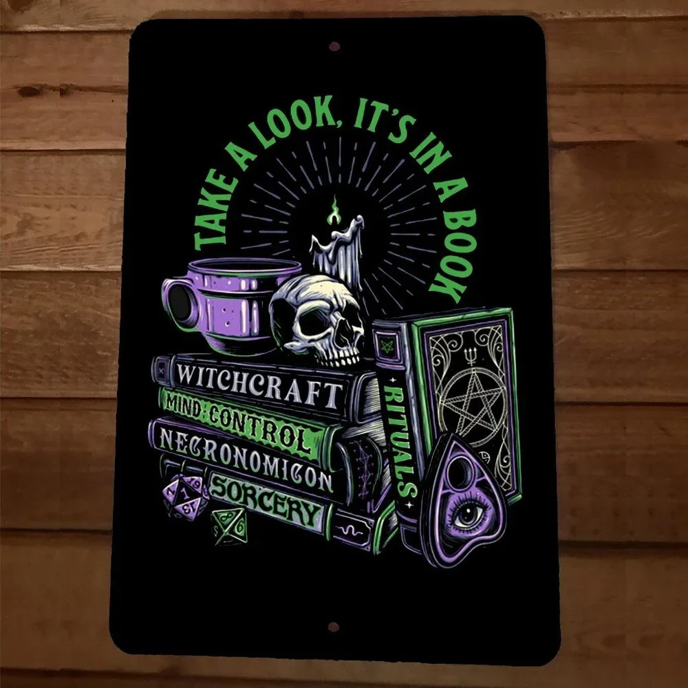 Its In a Book 8x12 Metal Wall Sign Witchcraft Mind Control‎ Halloween Rituals
